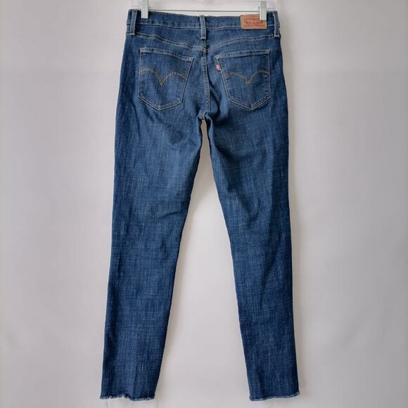 Levi's Womens Denim Blue Mid Rise Frayed Hem 311 Shaping Skinny Jeans Size 28 - Picture 4 of 10